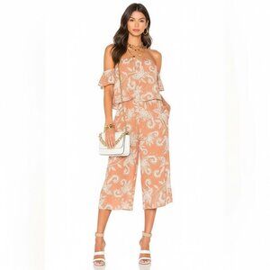 MinkPink Nusa Dua Peach Floral Culotte Jumpsuit | Size M | Vacation Ready
